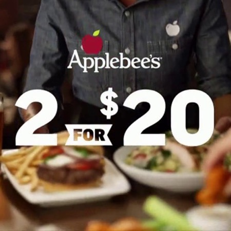 2 for 20 deal @ Applebees team logo